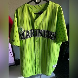 Lime Green Pin Stripped Mariners jersey